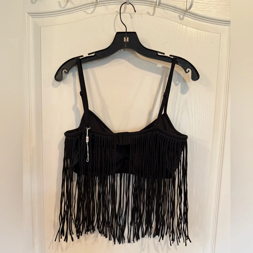 COCO RAVE black Fringe Underwire Bikini Top size XL 38 D-Cup new w/o tags - Picture 2 of 5